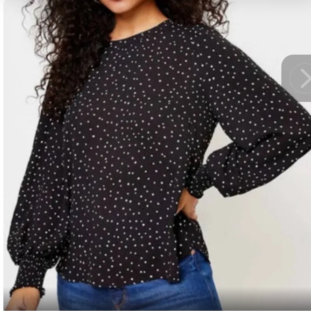 Ann Taylor Loft Size Small Black White Polka dots blouse